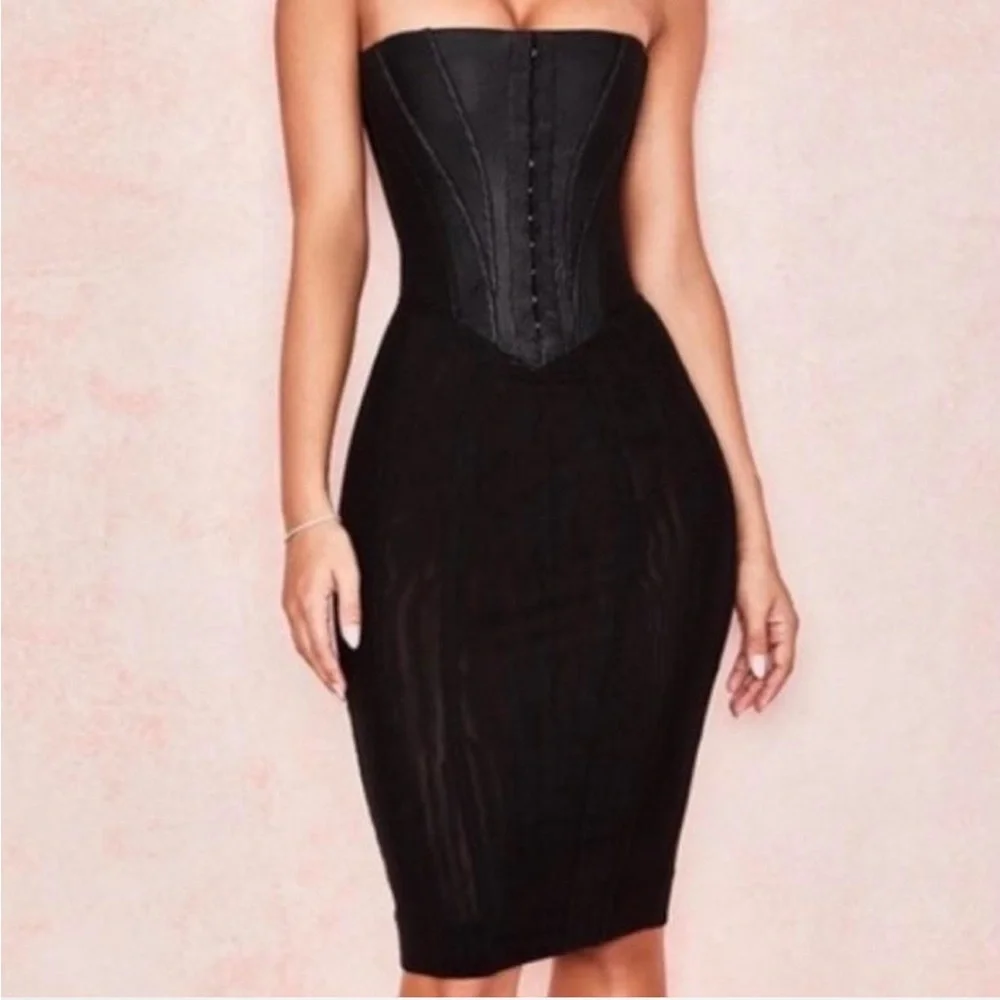 House of CB Corset Midi Dress β Black - Picture 1 of 3